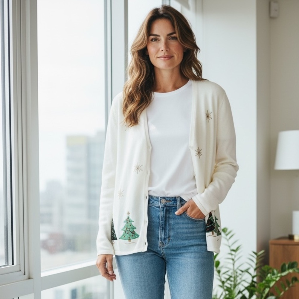 Croft & Barrow Button-front Cardigan Sweater with Embroidered Details